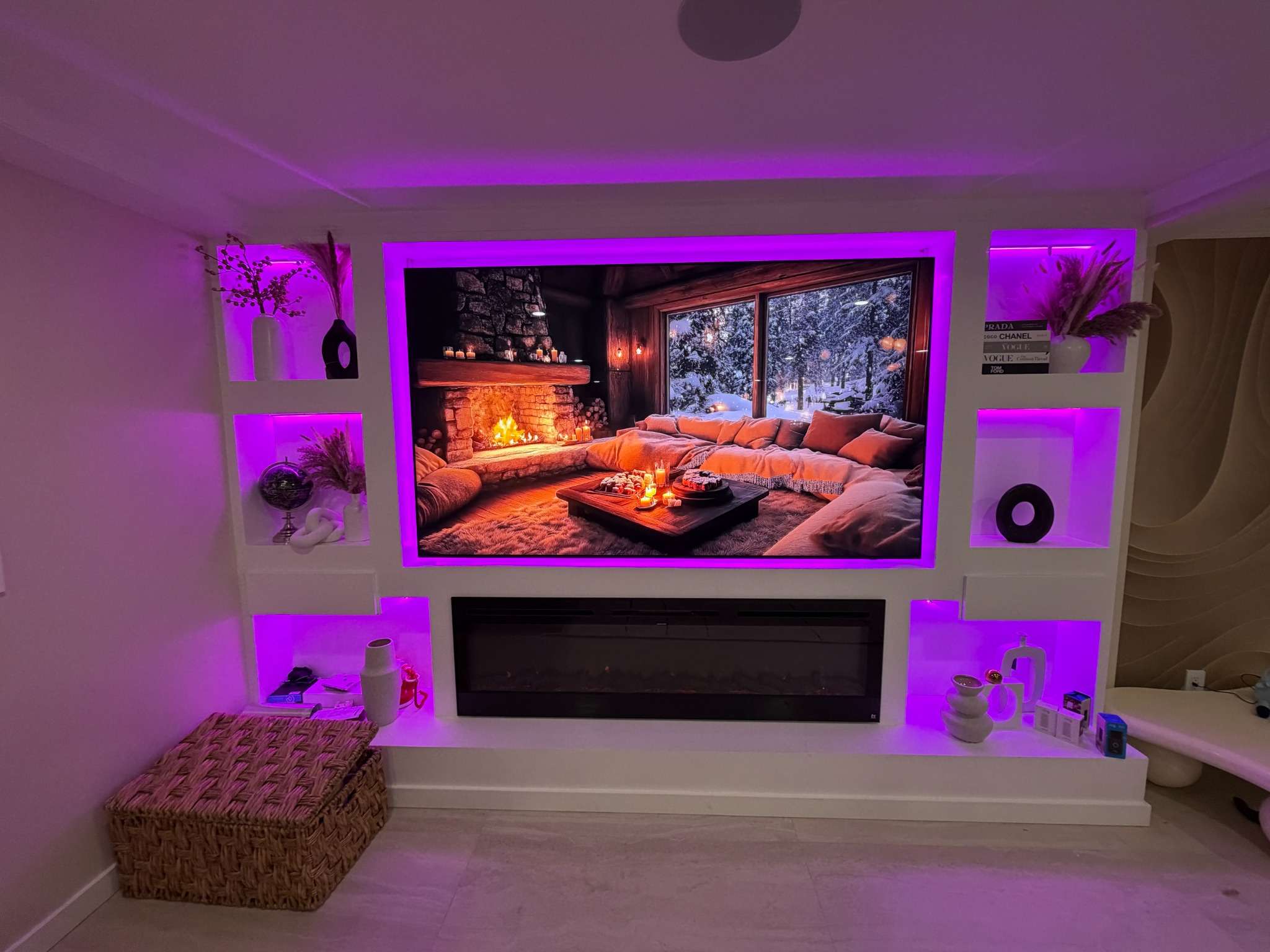 Project 7 – Finished TV wall with purple LED